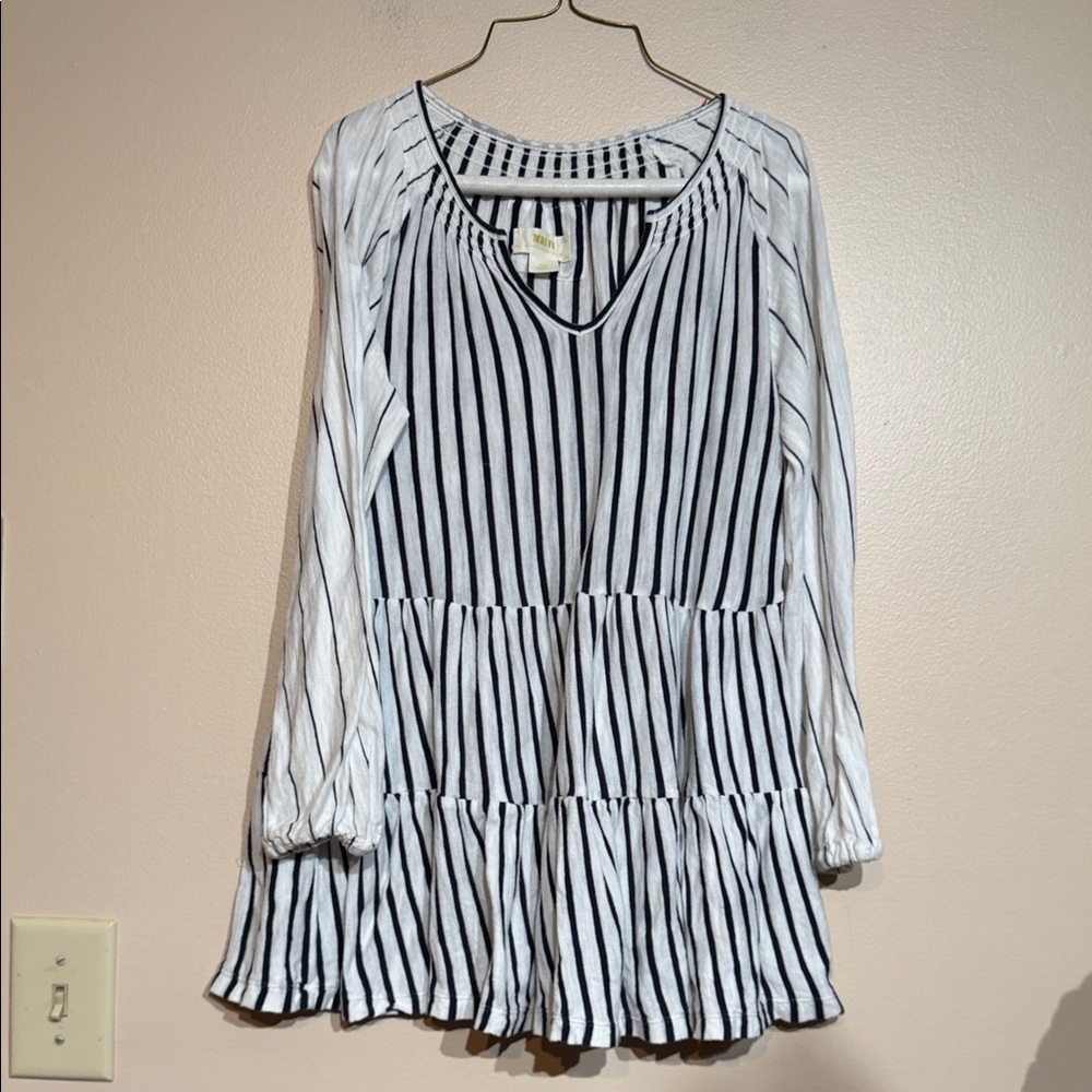 Maeve Black and White Striped Blouse